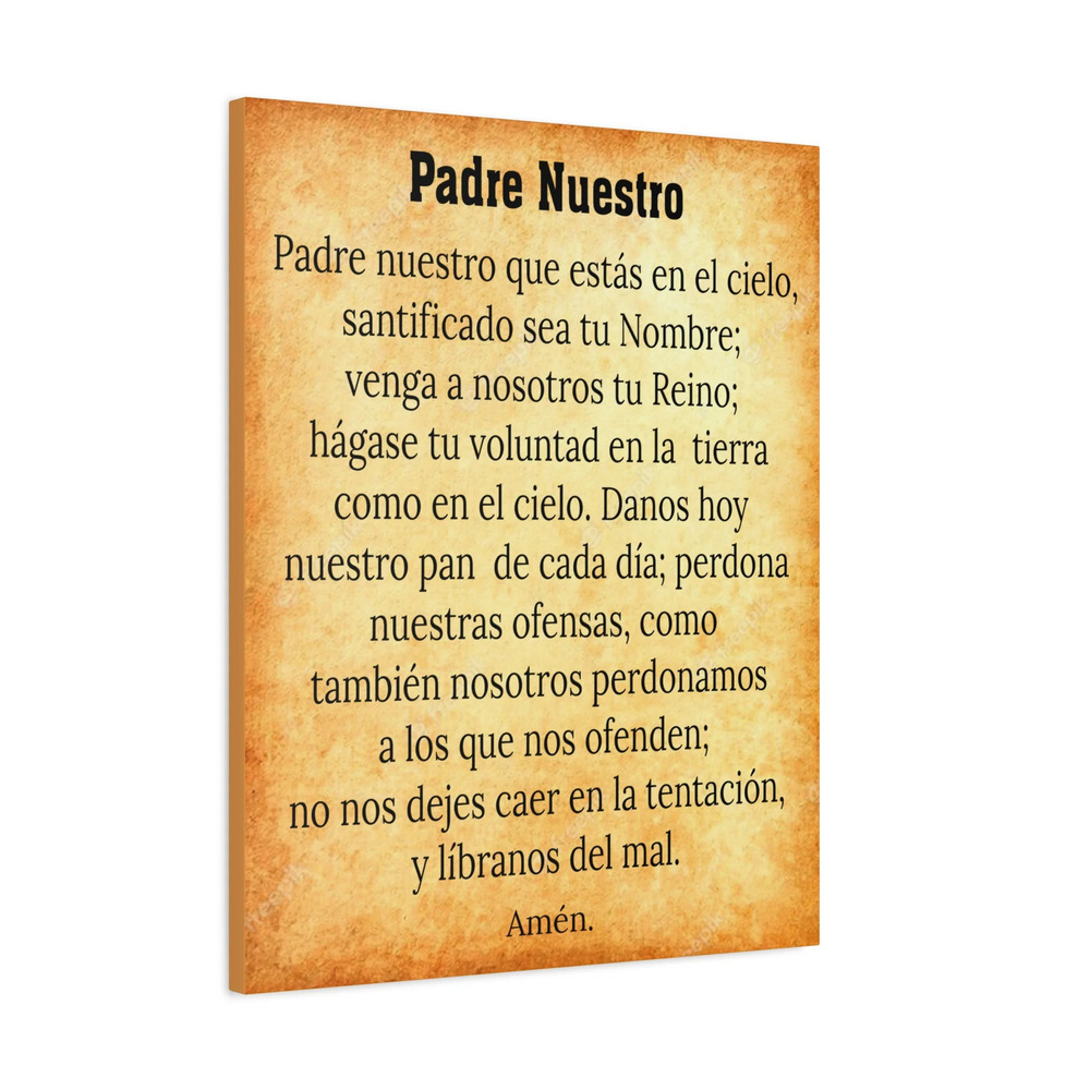 Scripture Walls Padre Nuestro Lords Prayer Gold & White Print Ready to Hang